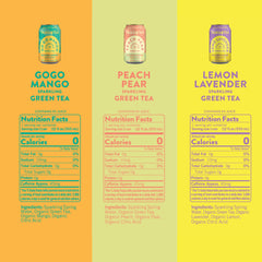 Tama Tea unsweetened sparkling green tea can Go-Go Mango delivers a lively fruity aroma