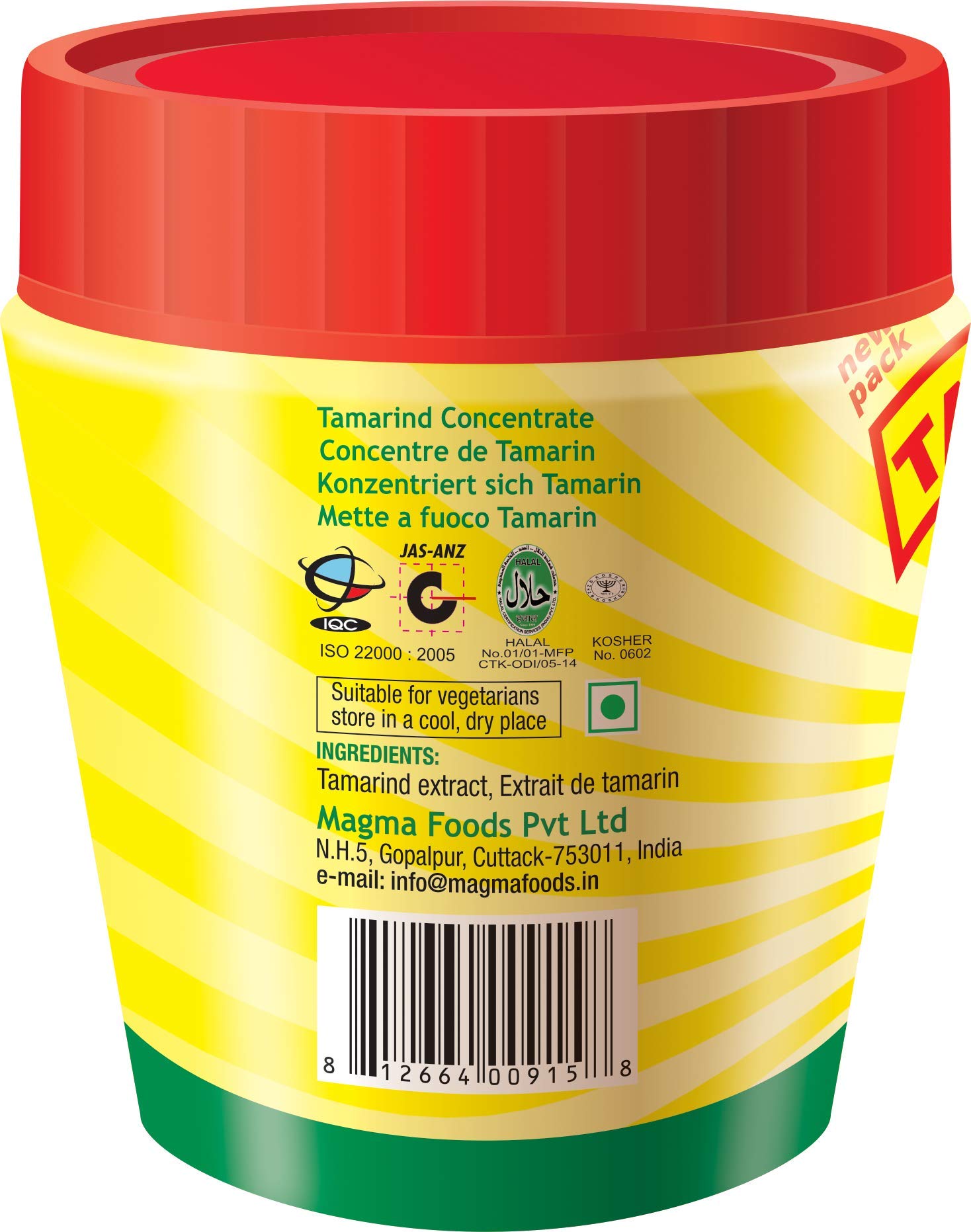 Tamicon Tamarind Concentrate closeup highlighting pure tamarind pulp and additive-free quality.