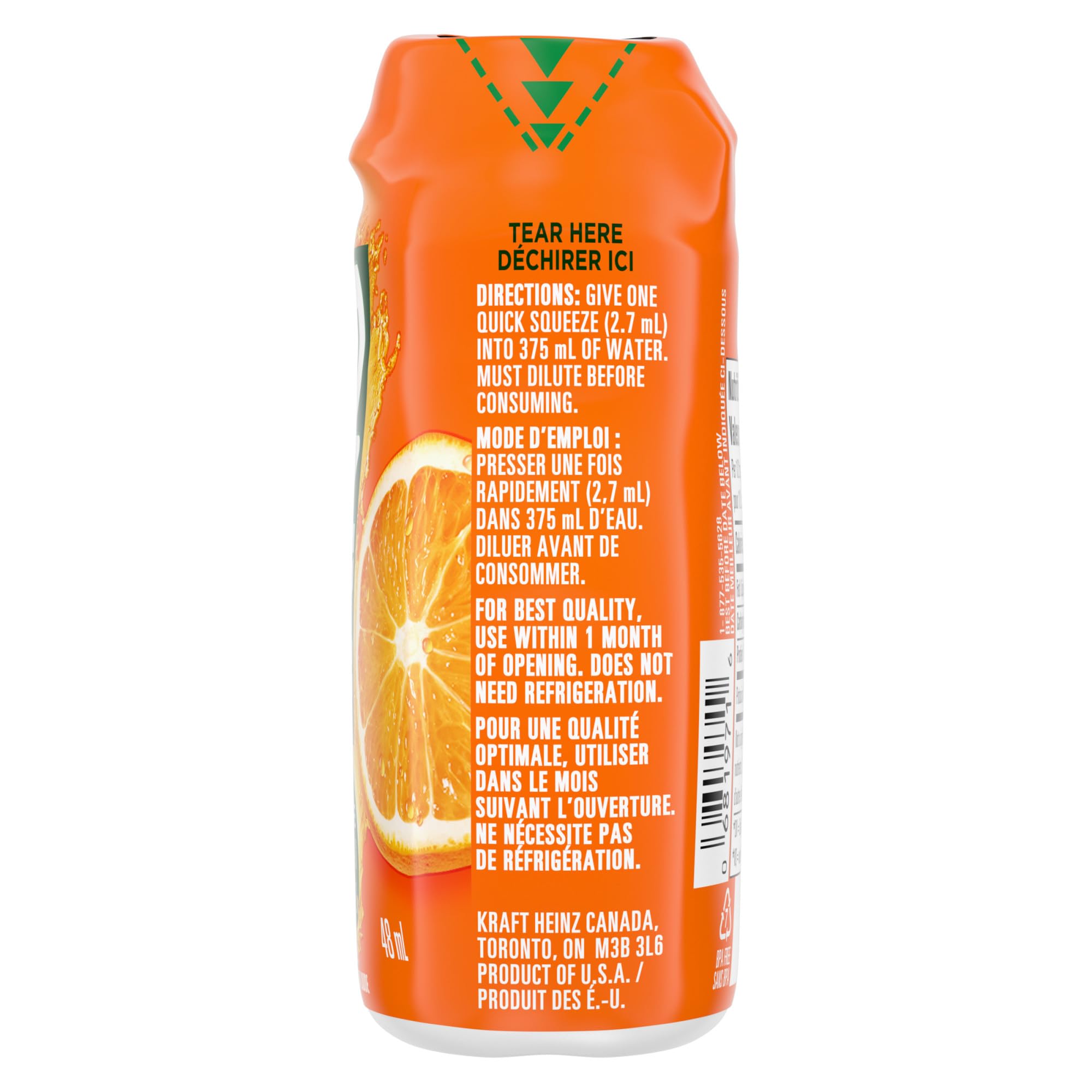 Tang orange liquid drink on-the-go bag ready for travel