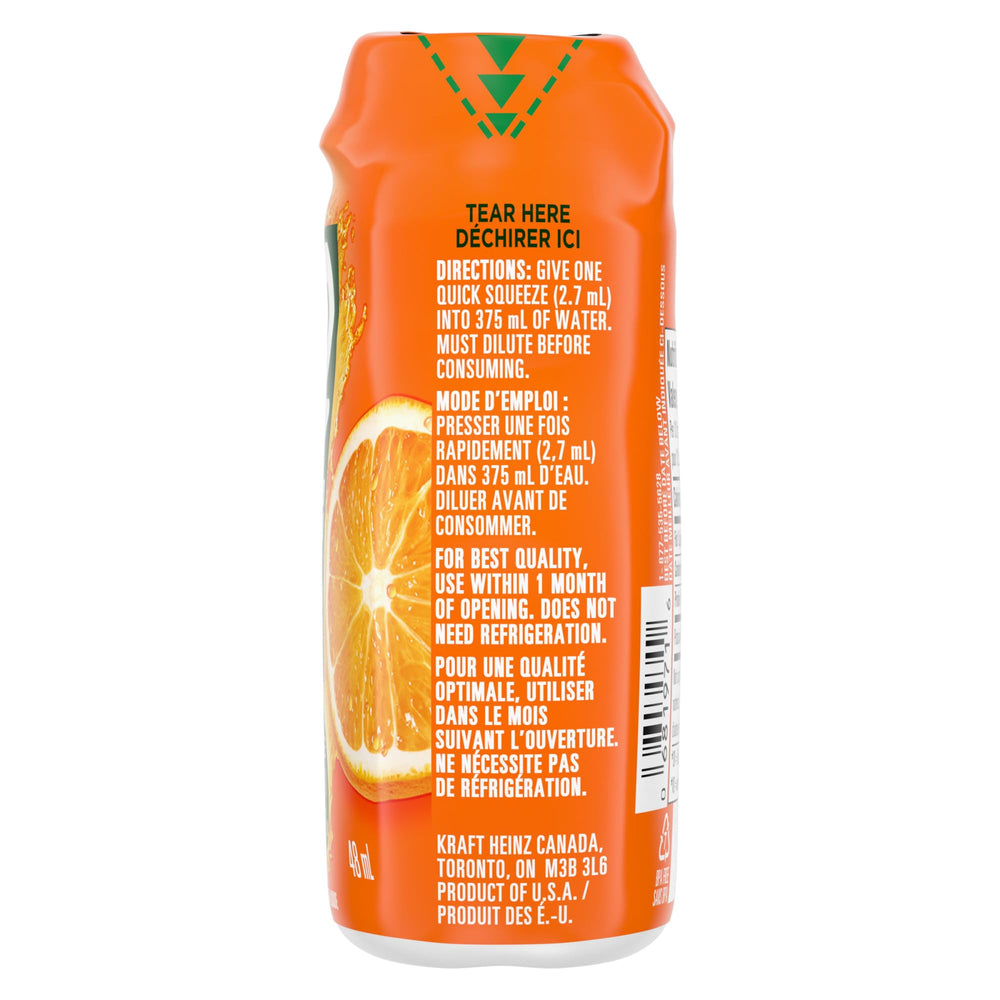 Tang orange liquid drink on-the-go bag ready for travel