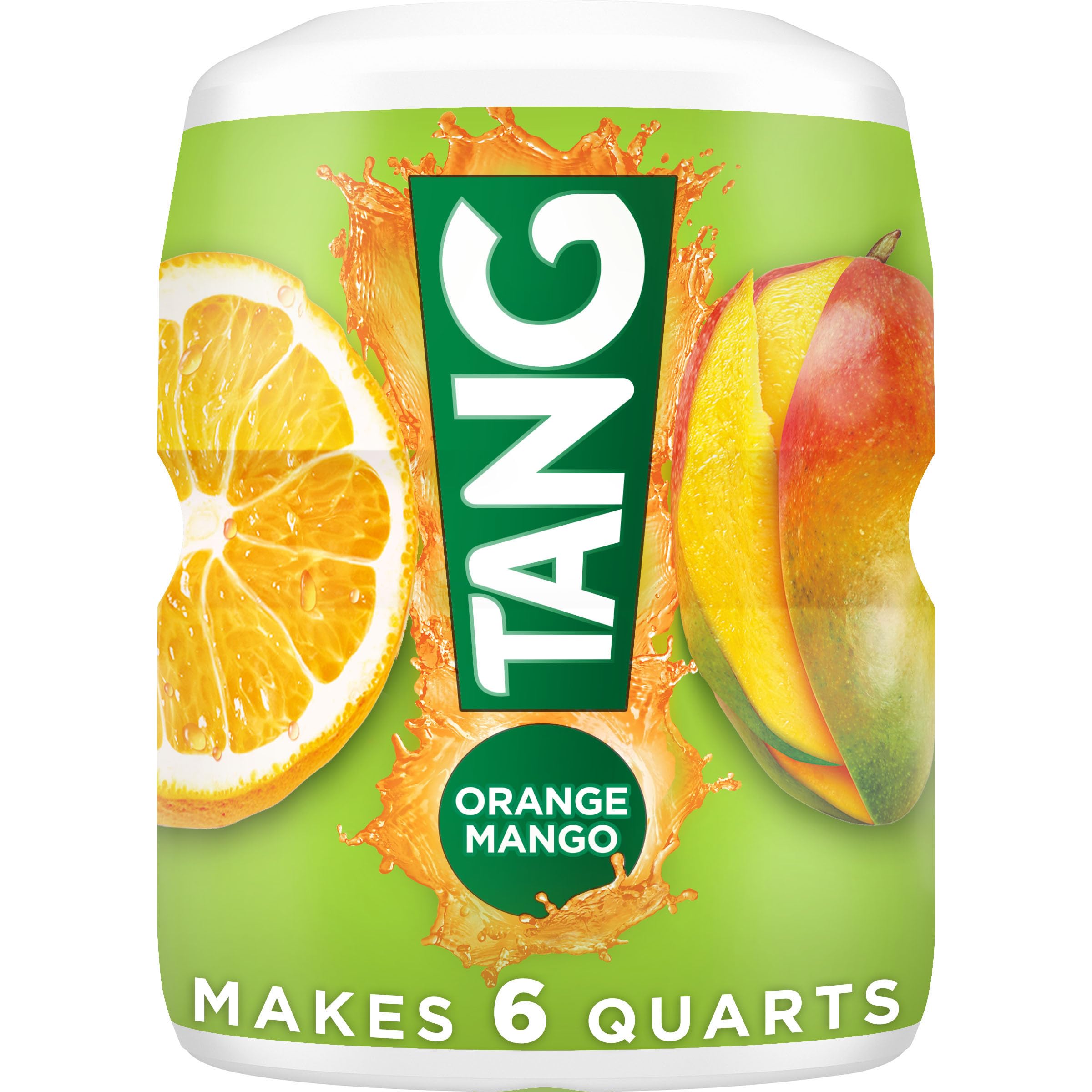 Tang Orange Mango powder canister for quick, vitamin C rich beverages.