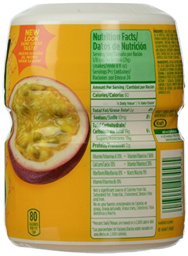 Tang Passion Fruit drink mix glass being poured for a quick tropical refreshment
