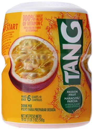 Tang Passion Fruit drink mix jar ready to mix into a refreshing beverage