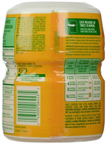 Tang Passion Fruit tub closeup highlights tropical fruit powder for easy preparation