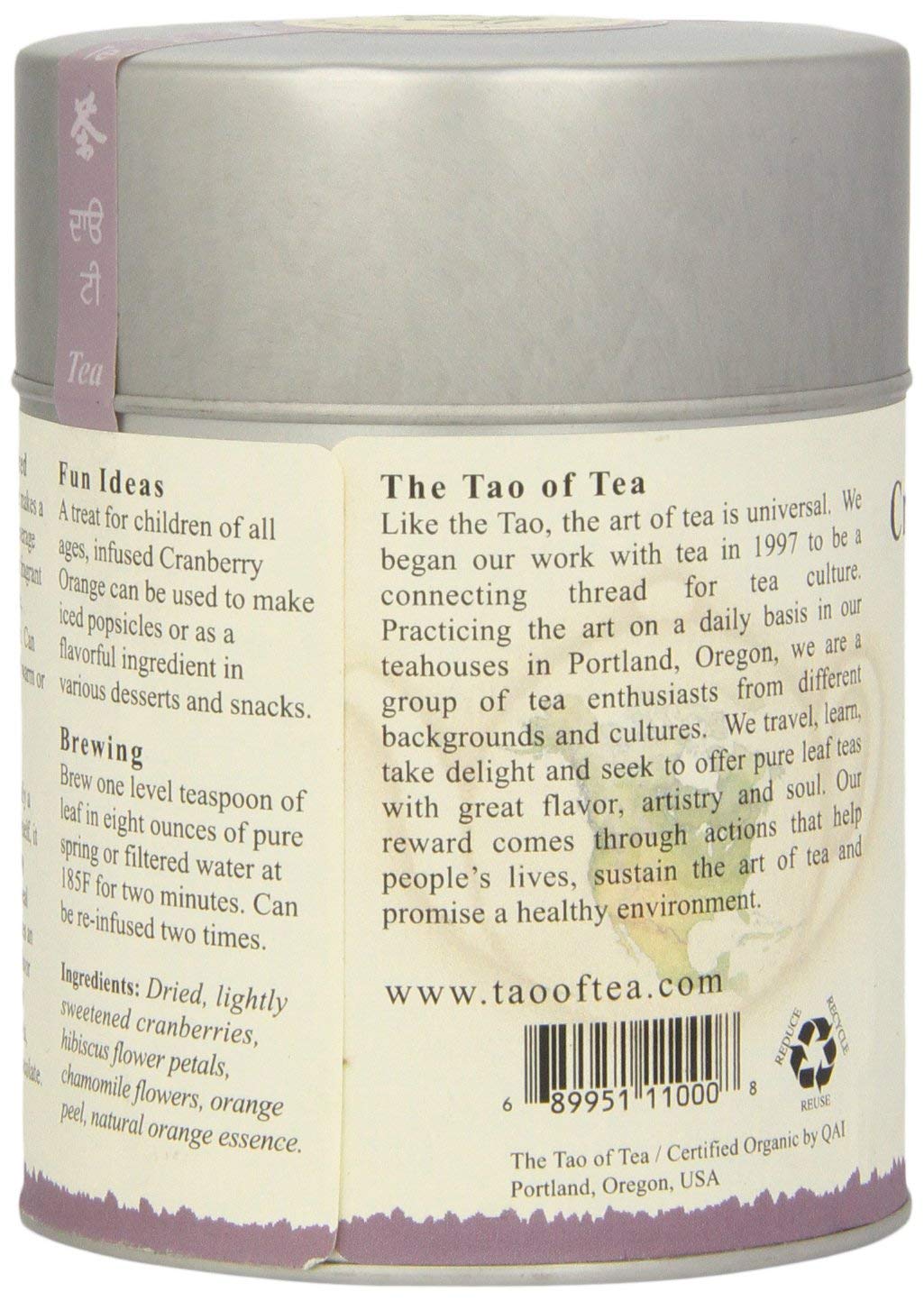 The Tao of Tea Cranberry Orange tea brew showcasing a vibrant rose-colored infusion.