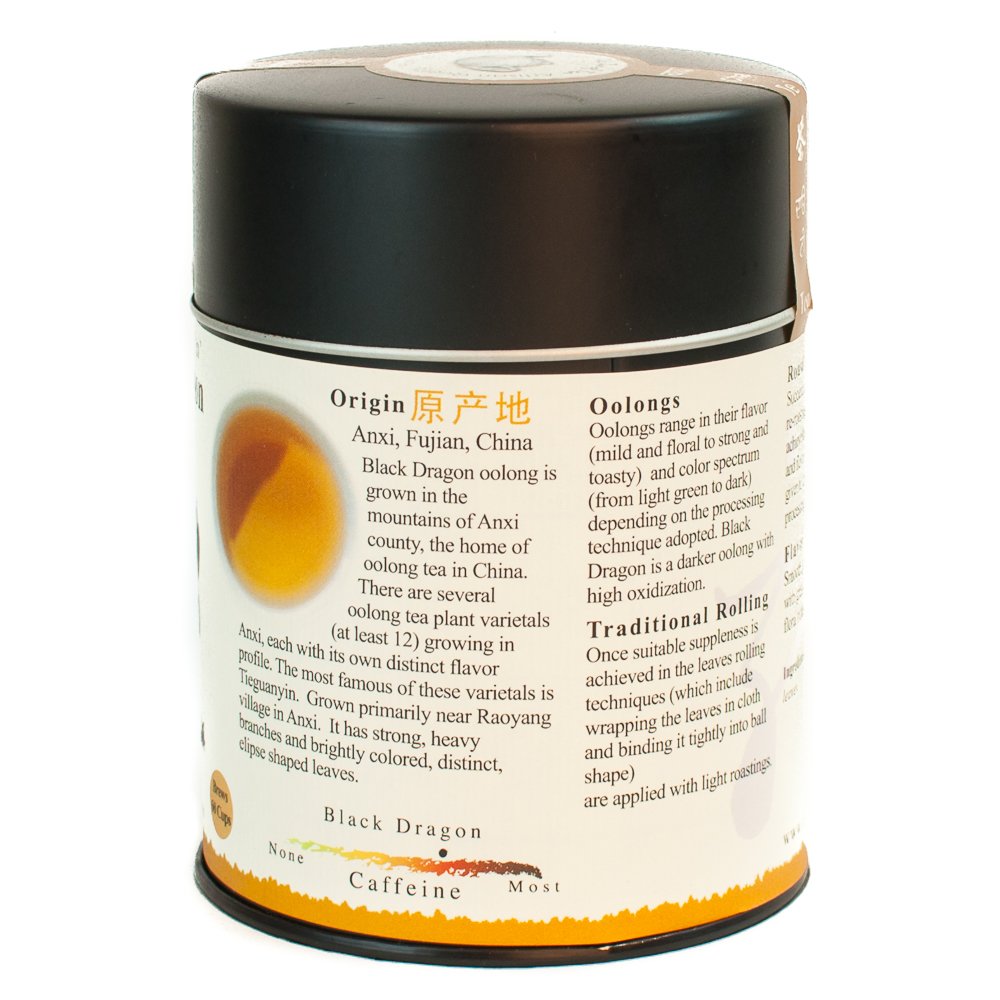 The Tao of Tea loose-leaf oolong in a tin showcases premium packaging and versatility.