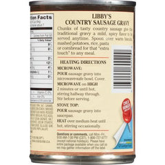 TAOindustry Libbys Country Sausage Gravy steaming pour highlights ready-to-heat convenience