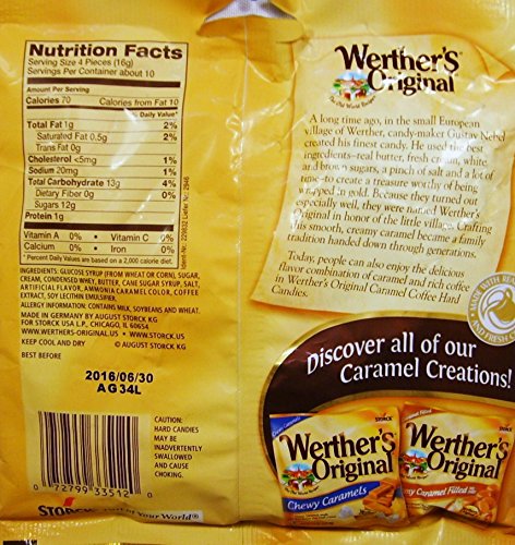 Individually wrapped Werther's Original caramel coffee hard candies for on-the-go snacking.