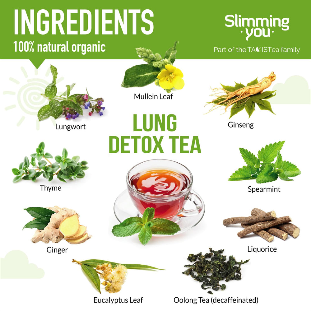 Brewed TAOISTEA Lung Detox Tea in a cup with steam for a soothing moment