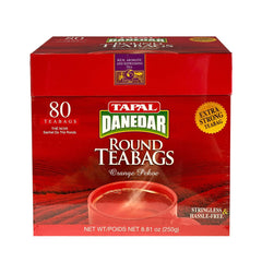 Tapal Danedar orange pekoe tea bags offer a bold, morning boost.