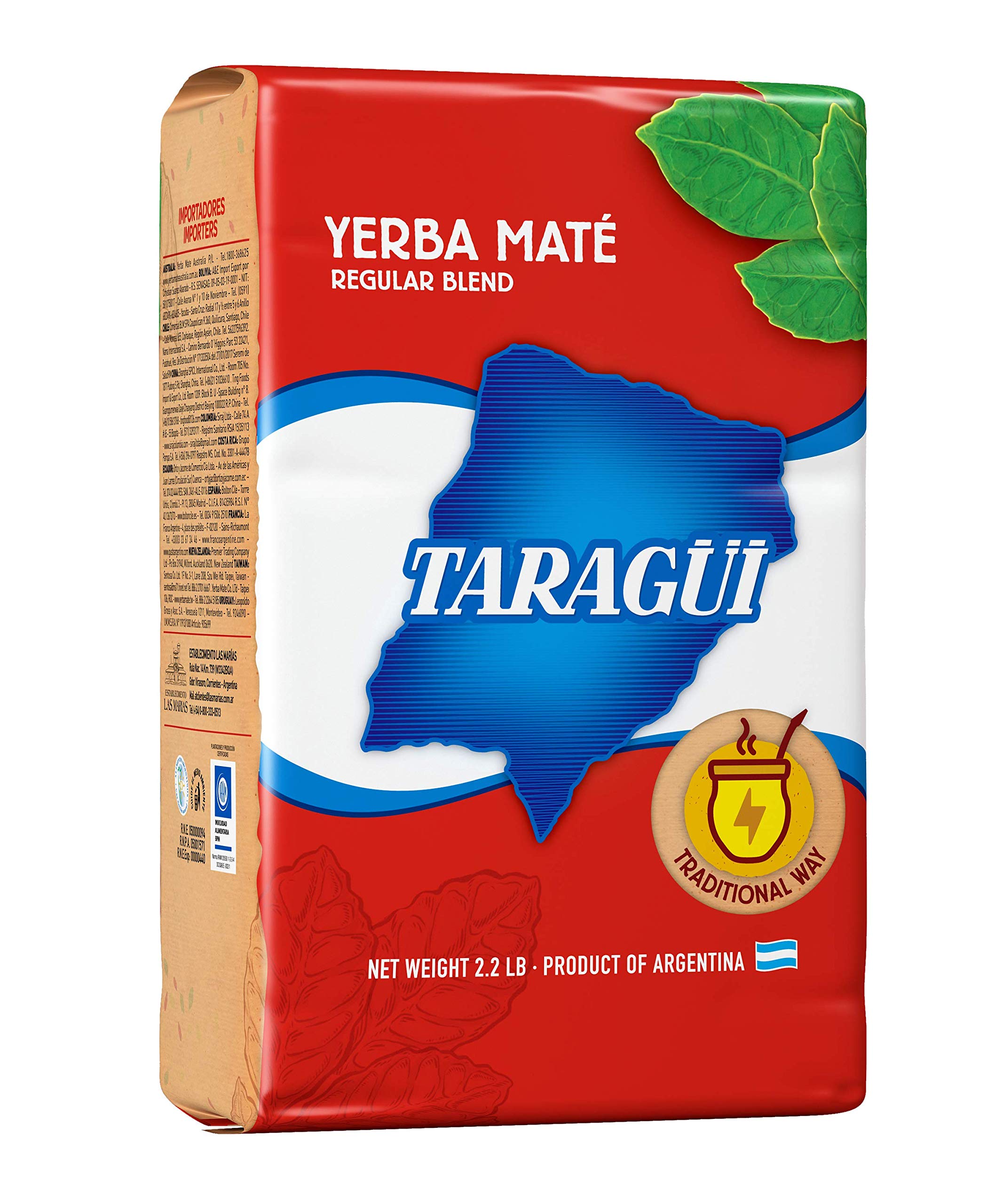 1kg Taragüi Yerba Mate Original with stems ready for traditional brews.