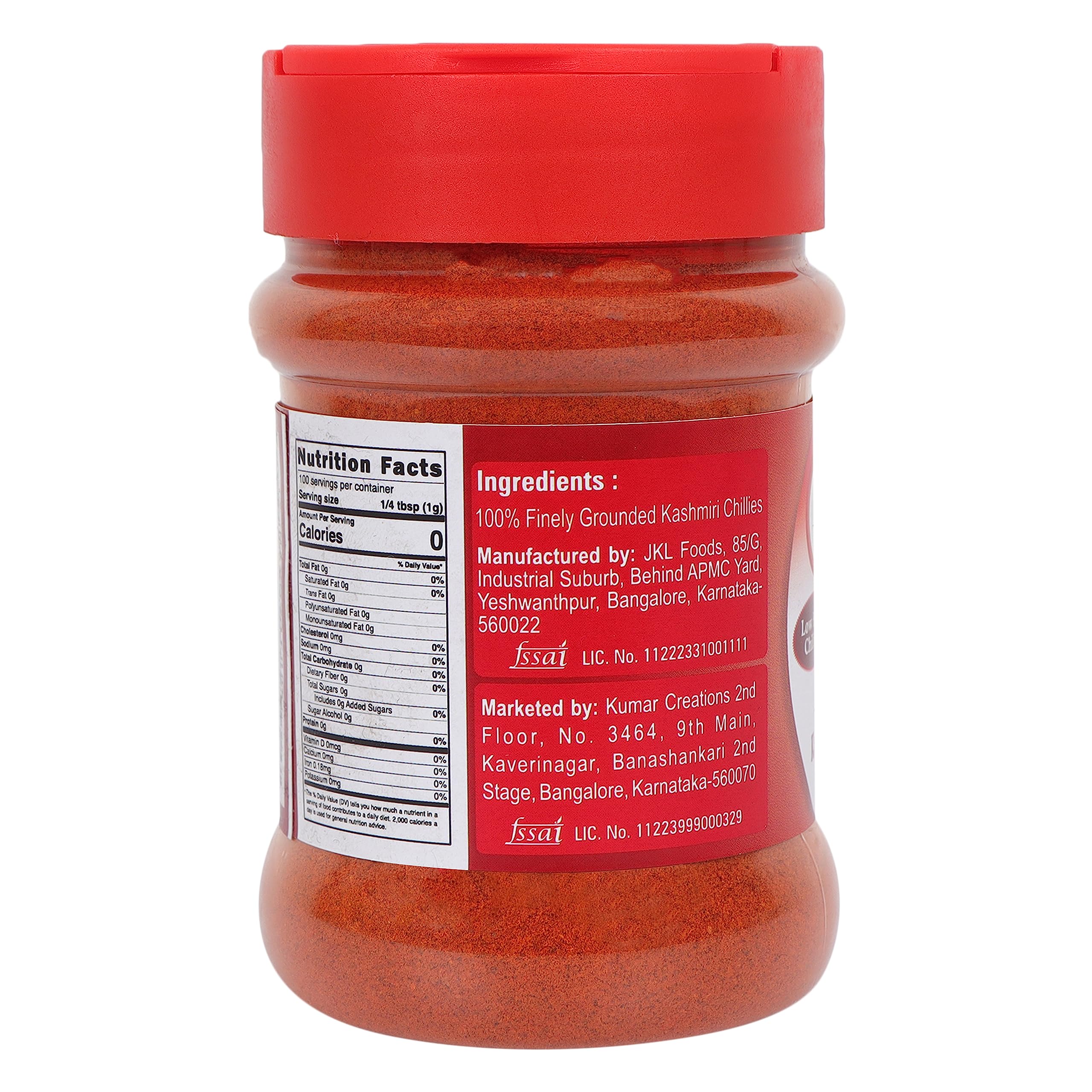 Tarkeeb Kashmiri chili powder shaker-top jar for easy, mess-free use.