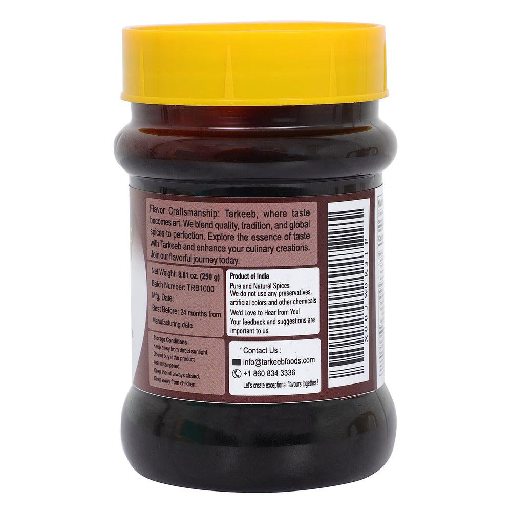 Tarkeeb Tamarind paste ingredients label highlights no added sugar and all natural