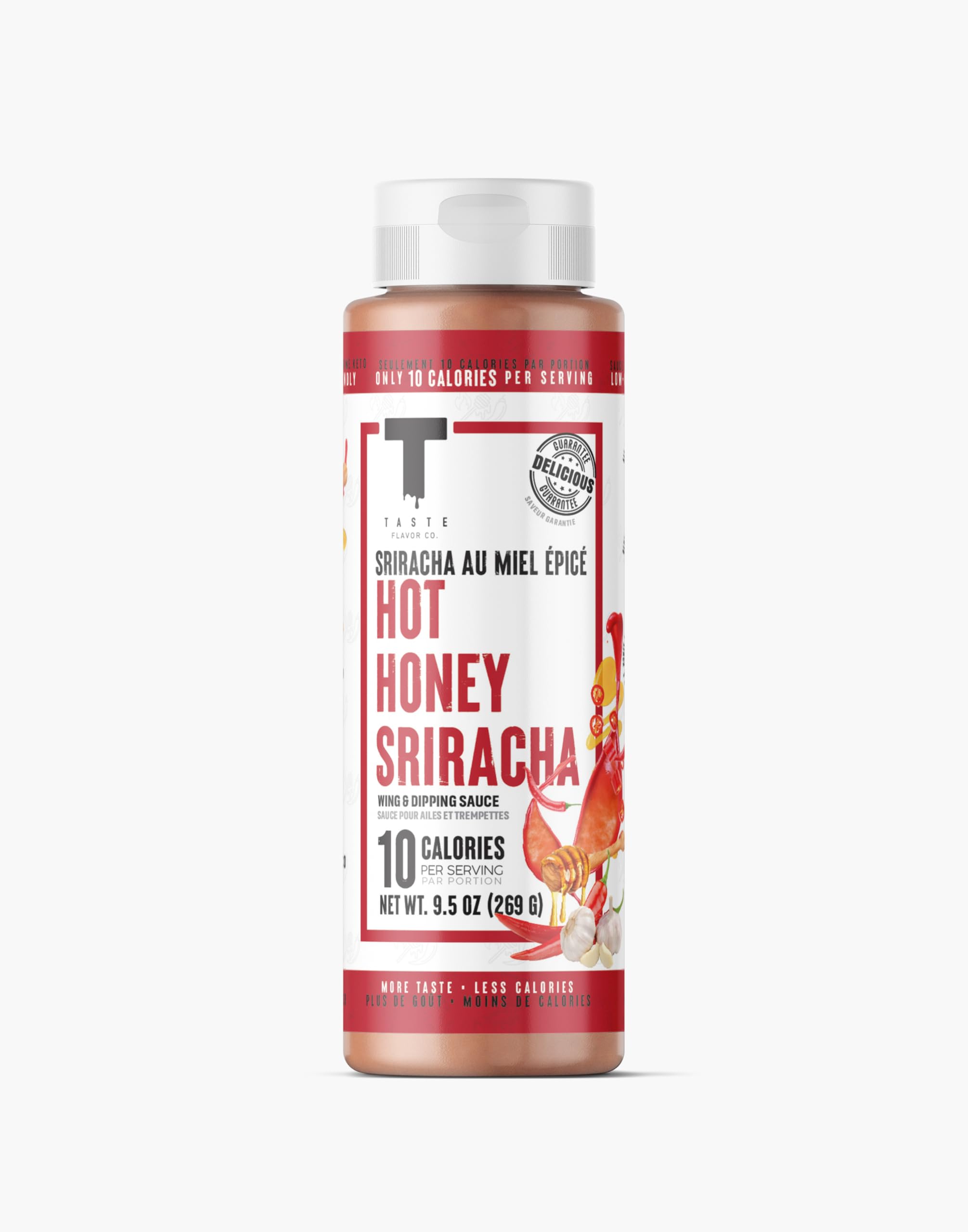 Taste Flavor Co. wing sauce bottle pour enhances spicy, savory wings.