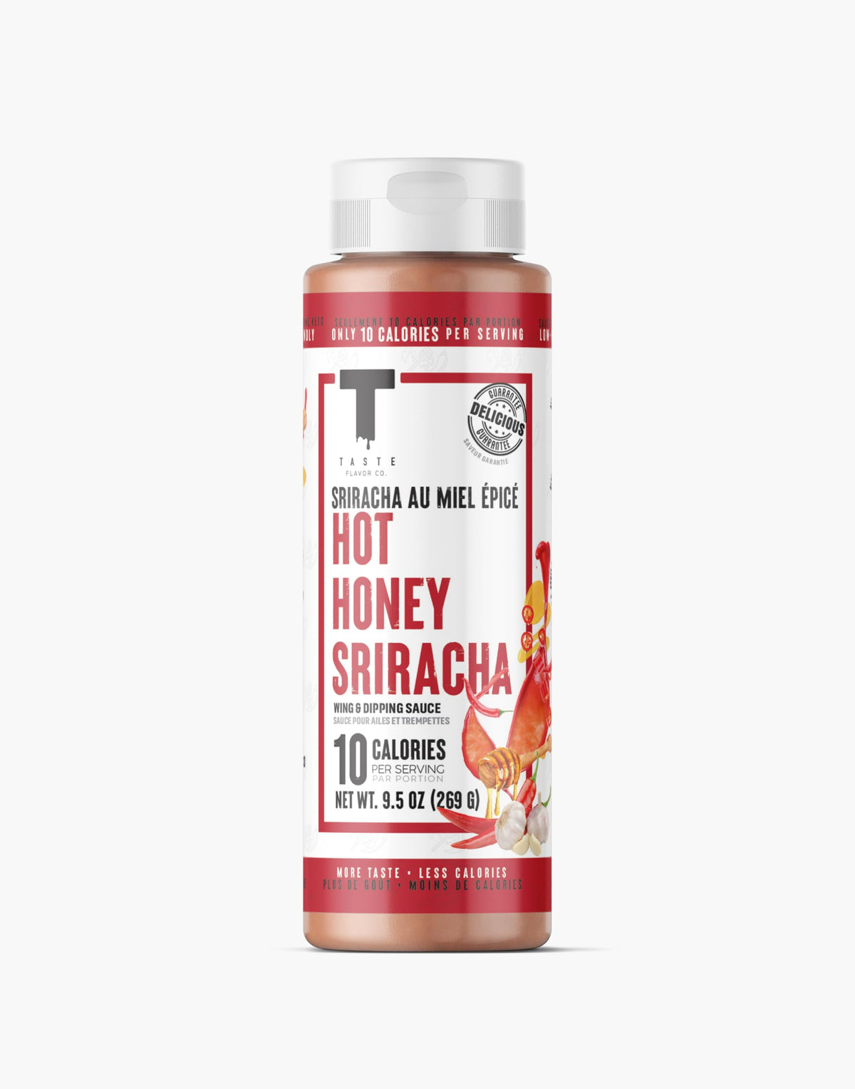 Taste Flavor Co. wing sauce bottle pour enhances spicy, savory wings.
