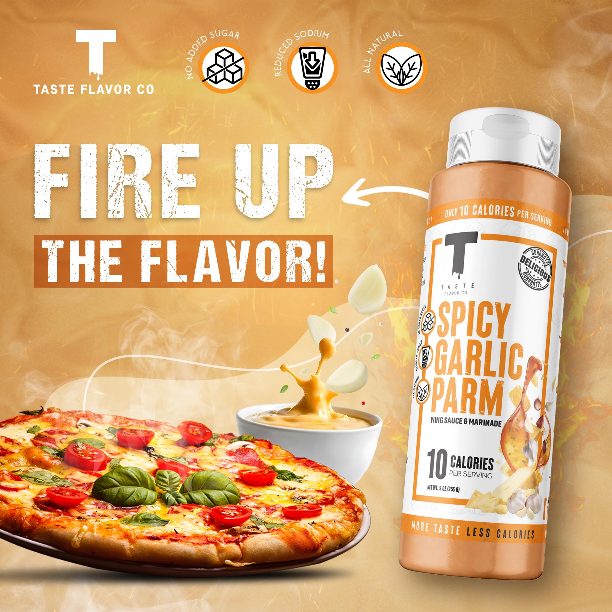 Taste Flavor Co. Spicy Garlic Parm sauce doubles as a marinade for proteins.