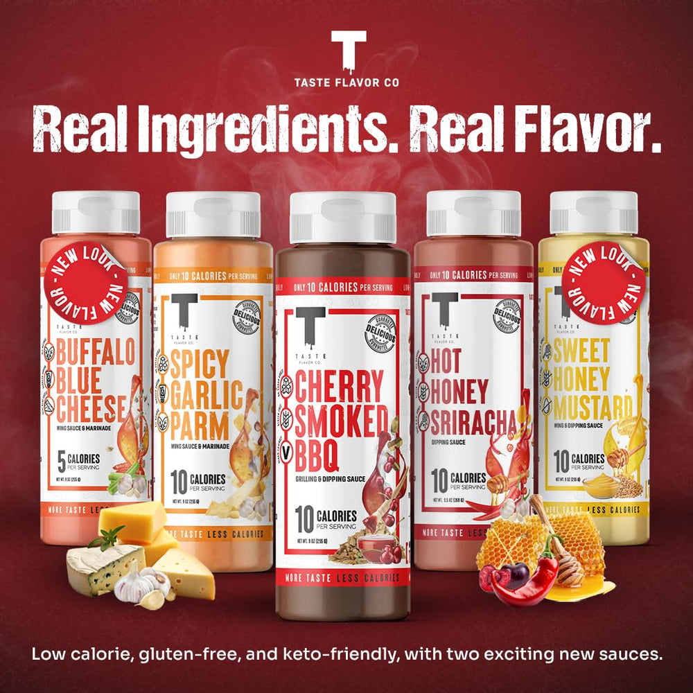 Taste Flavor Co. three-pack display on kitchen counter.