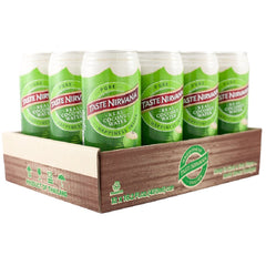 Taste Nirvana Coconut Water label closeup emphasizes natural origin and premium quality.