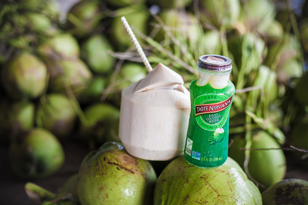 Close-up of Taste Nirvana Real Coconut Water pulp texture