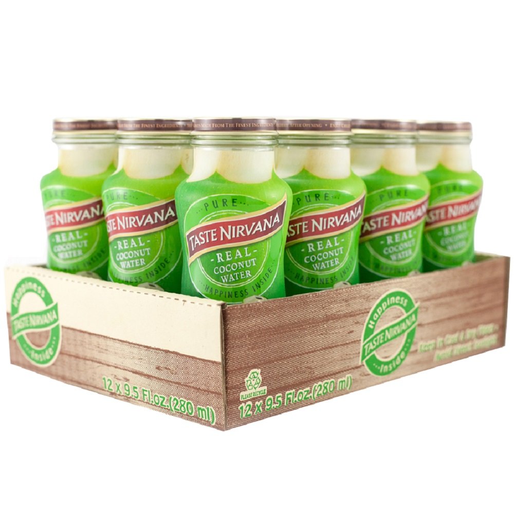 Taste Nirvana Real Coconut Water 12-pack packaging for convenient sharing