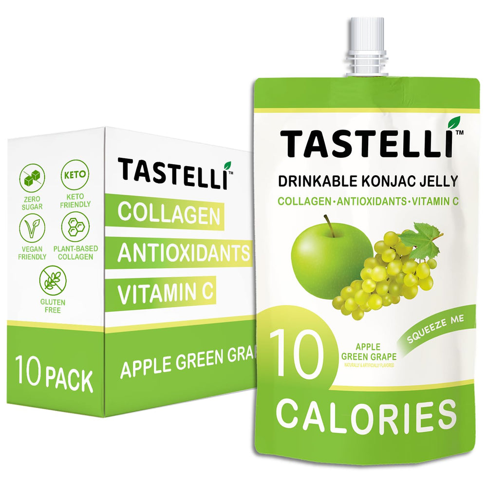 Tastelli Konjac Jelly Apple Green Grape pouch for a low-calorie on-the-go snack