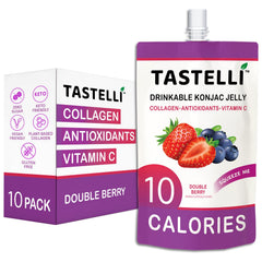Tastelli Konjac Jelly Double Berry pouch for a low-calorie snack.