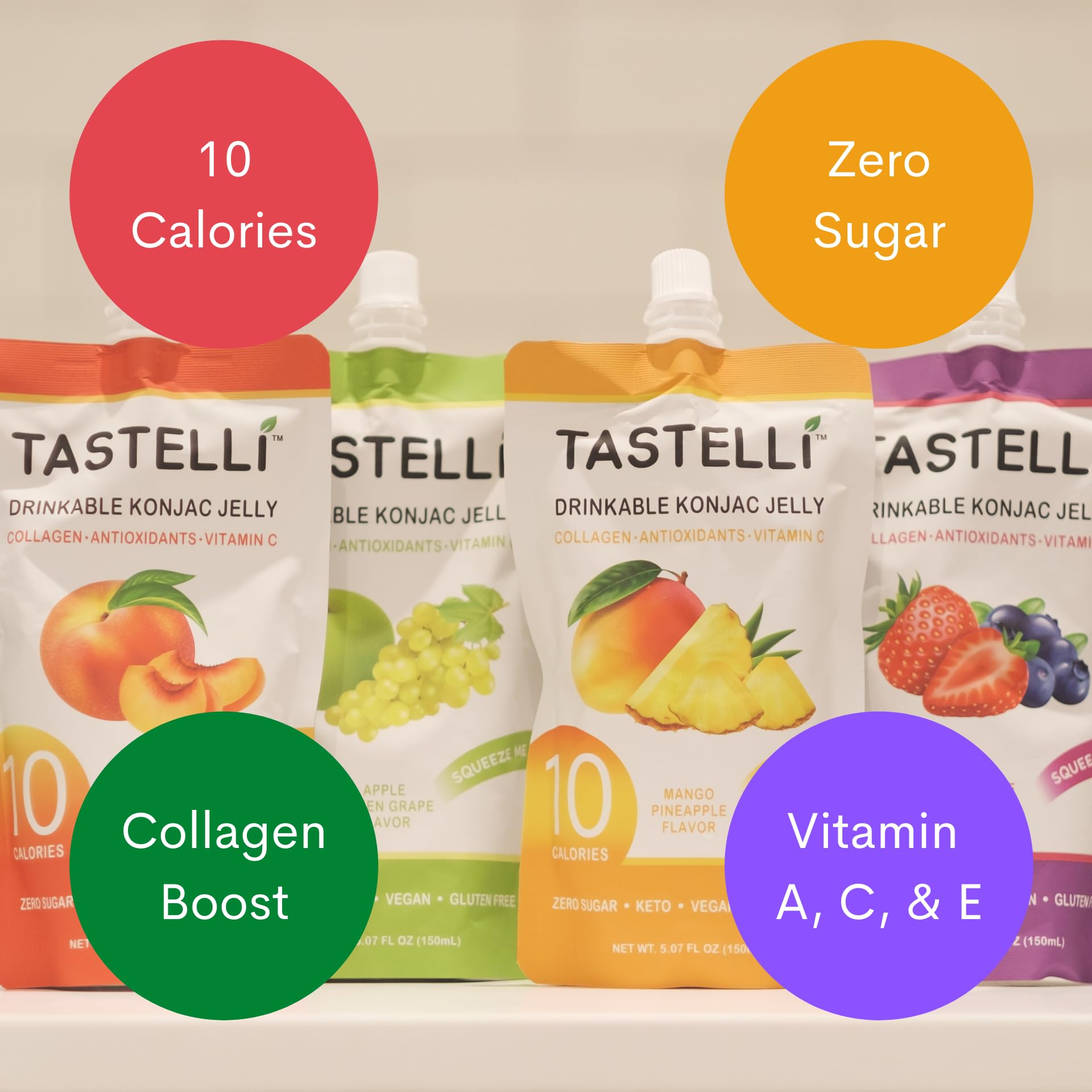 Tastelli Konjac Jelly Travel-Friendly Squeeze Pouch.