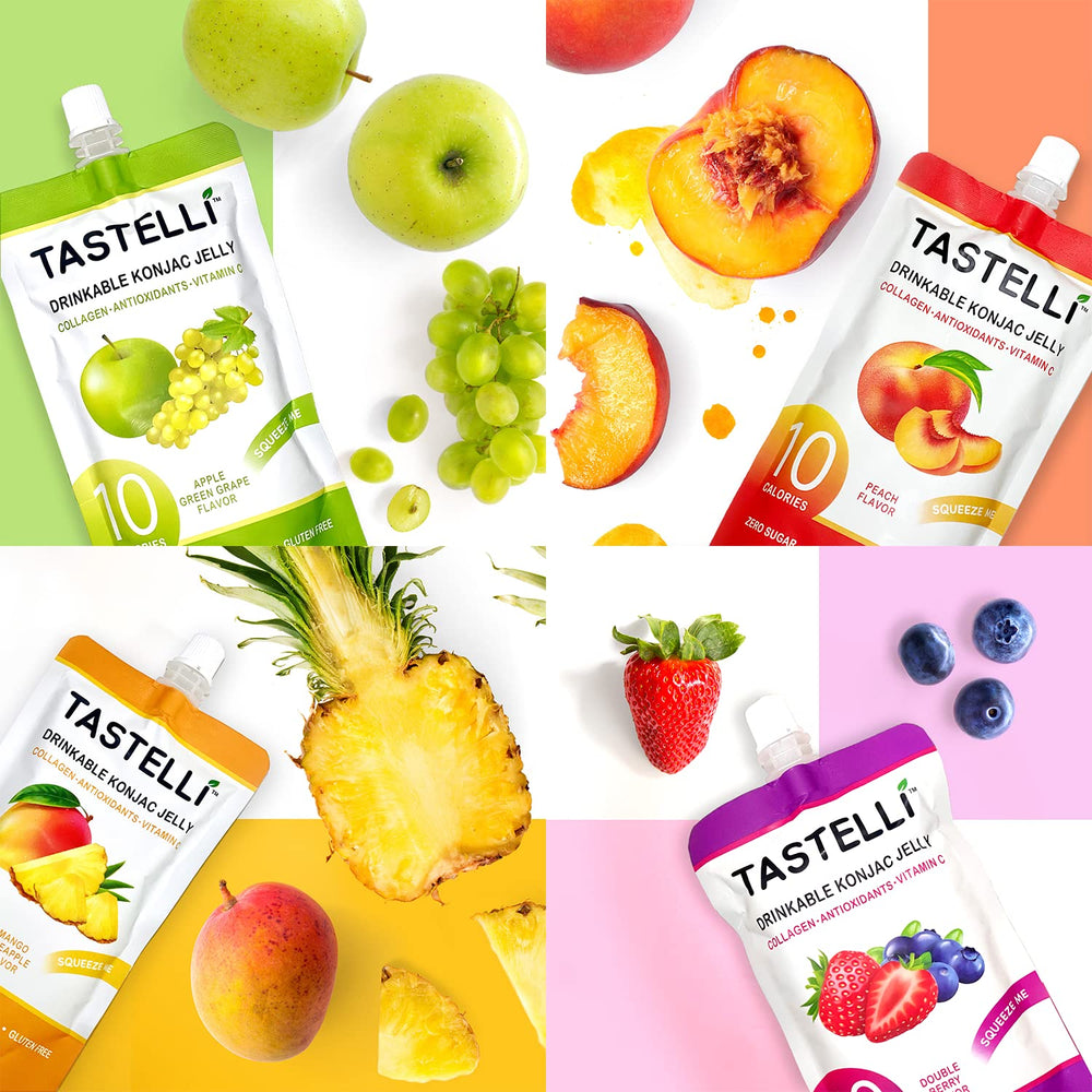 Tastelli Konjac Jelly Variety Pack 18 pouches for tasting.