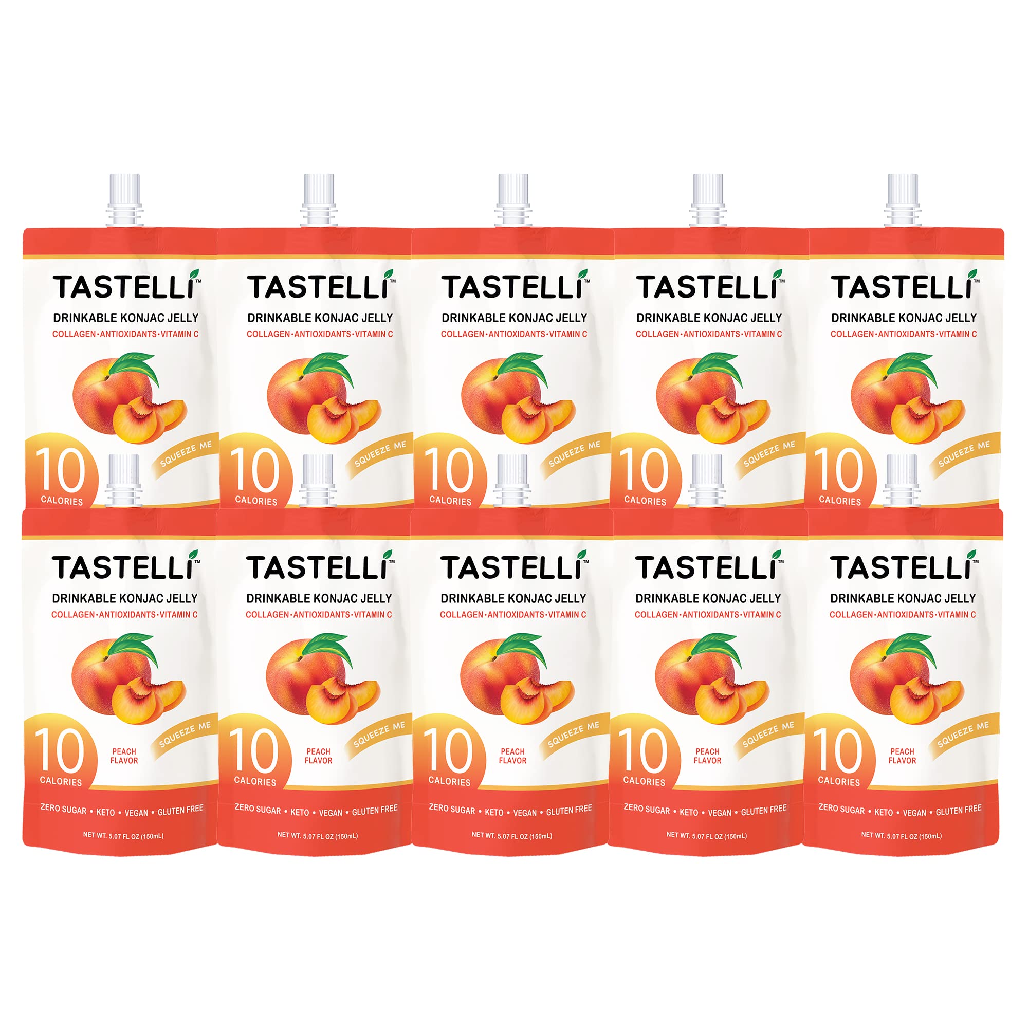 Tastelli vegan gluten-free peach jelly, plant-based konjac fiber
