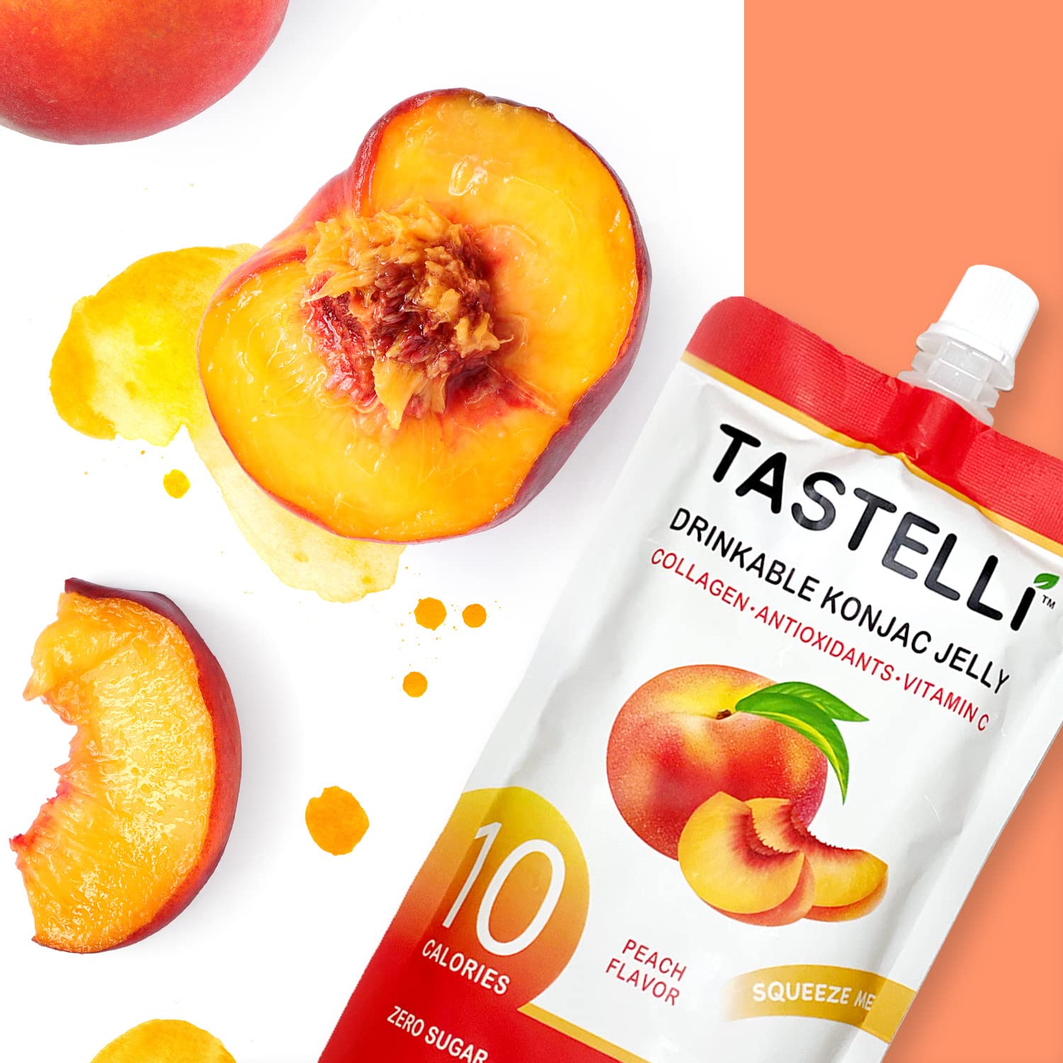 Tastelli konjac jelly with vitamin C infusion and peach taste for skin-support ideas