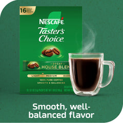 Taster's Choice Decaf House Blend uses a water-process decaffeination for clean flavor