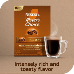 Taster's Choice hazelnut brew at home for on-the-go coffee moments.