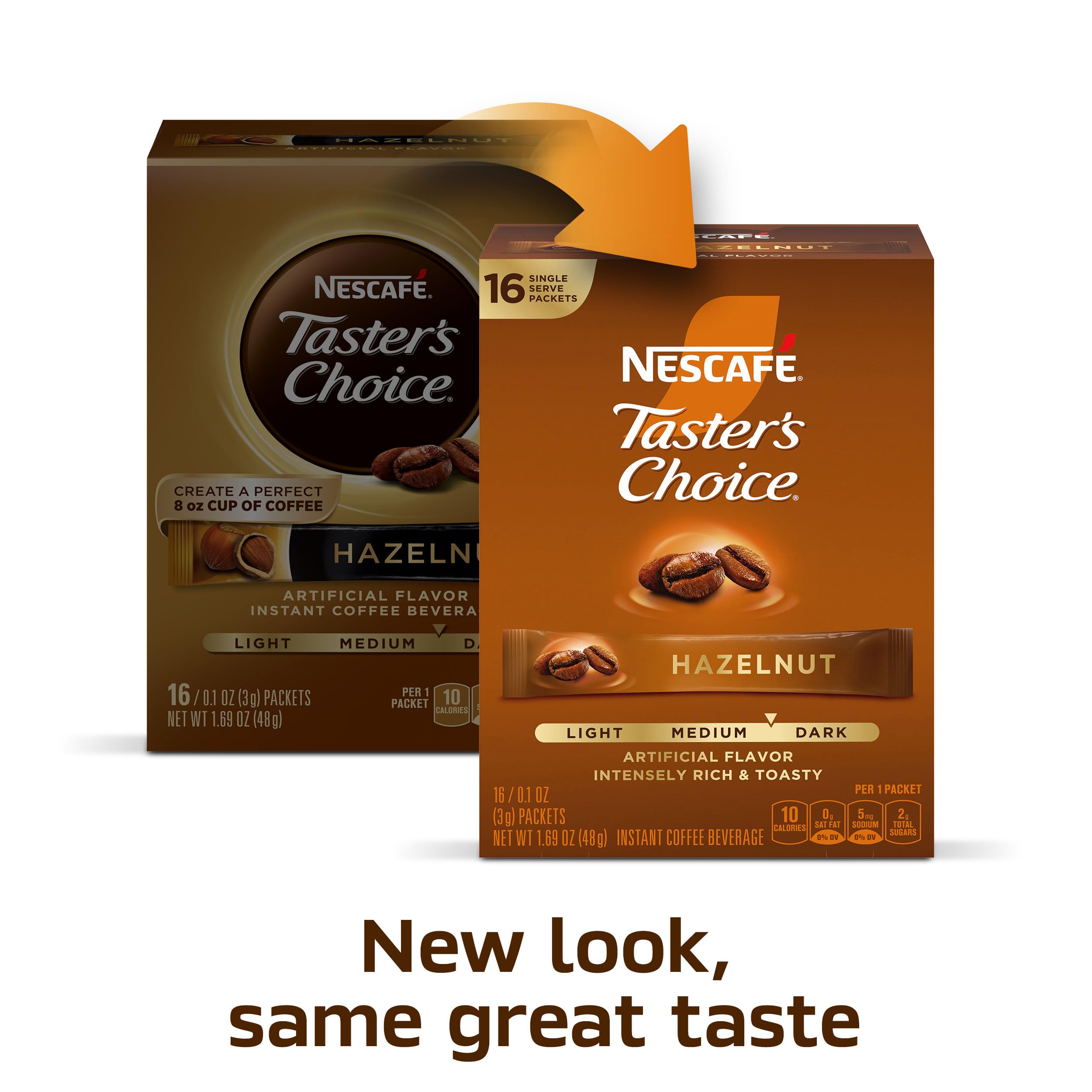 Taster's Choice hazelnut cup steaming to evoke cozy mornings.