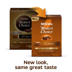 Taster's Choice hazelnut cup steaming to evoke cozy mornings.