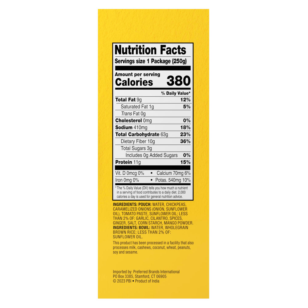 Tasty Bite Chickpeas & Rice Bowl microwaveable pack heating in 90 seconds.