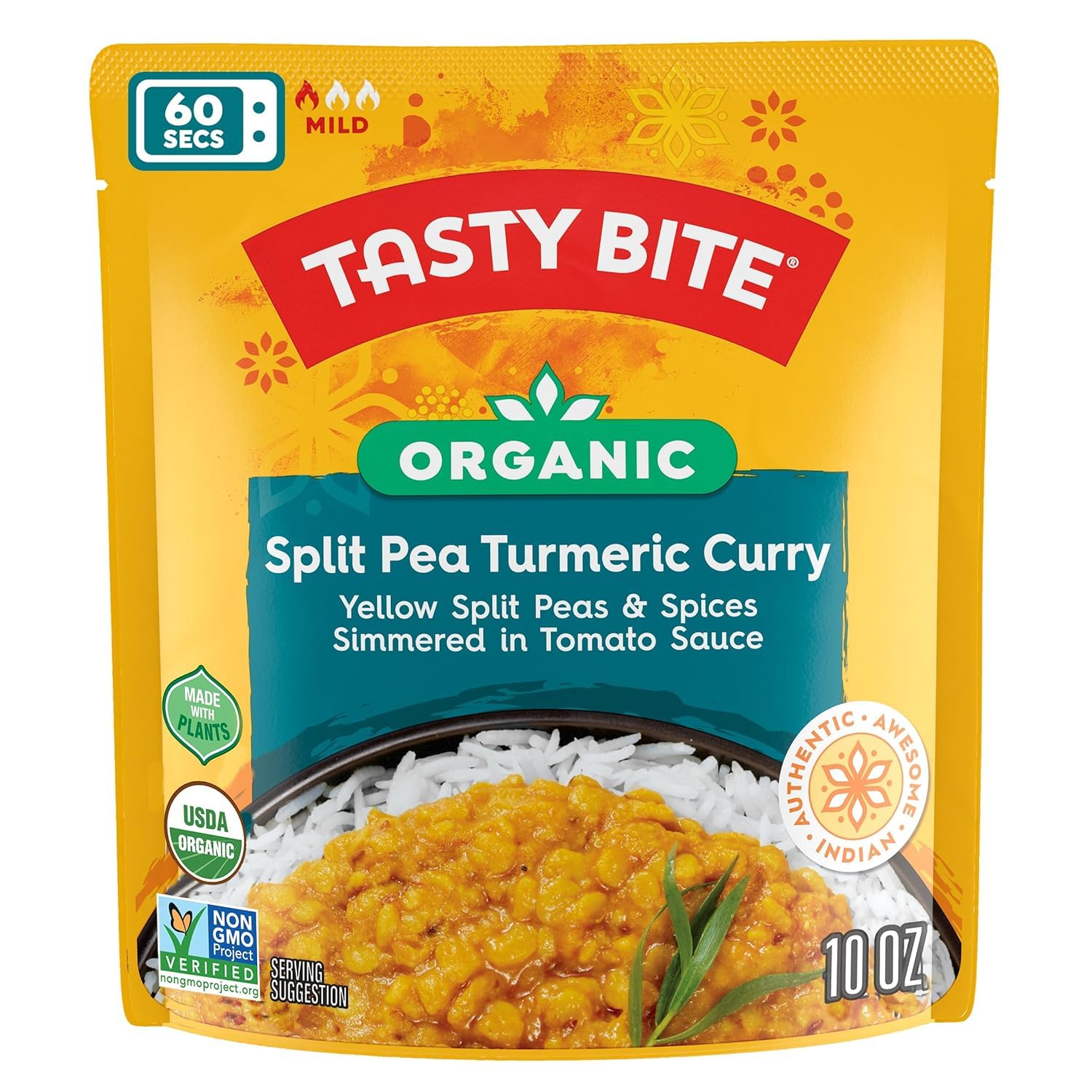 Tasty Bite Jodhpur Lentils packaging label showing vegan ready-to-eat entree