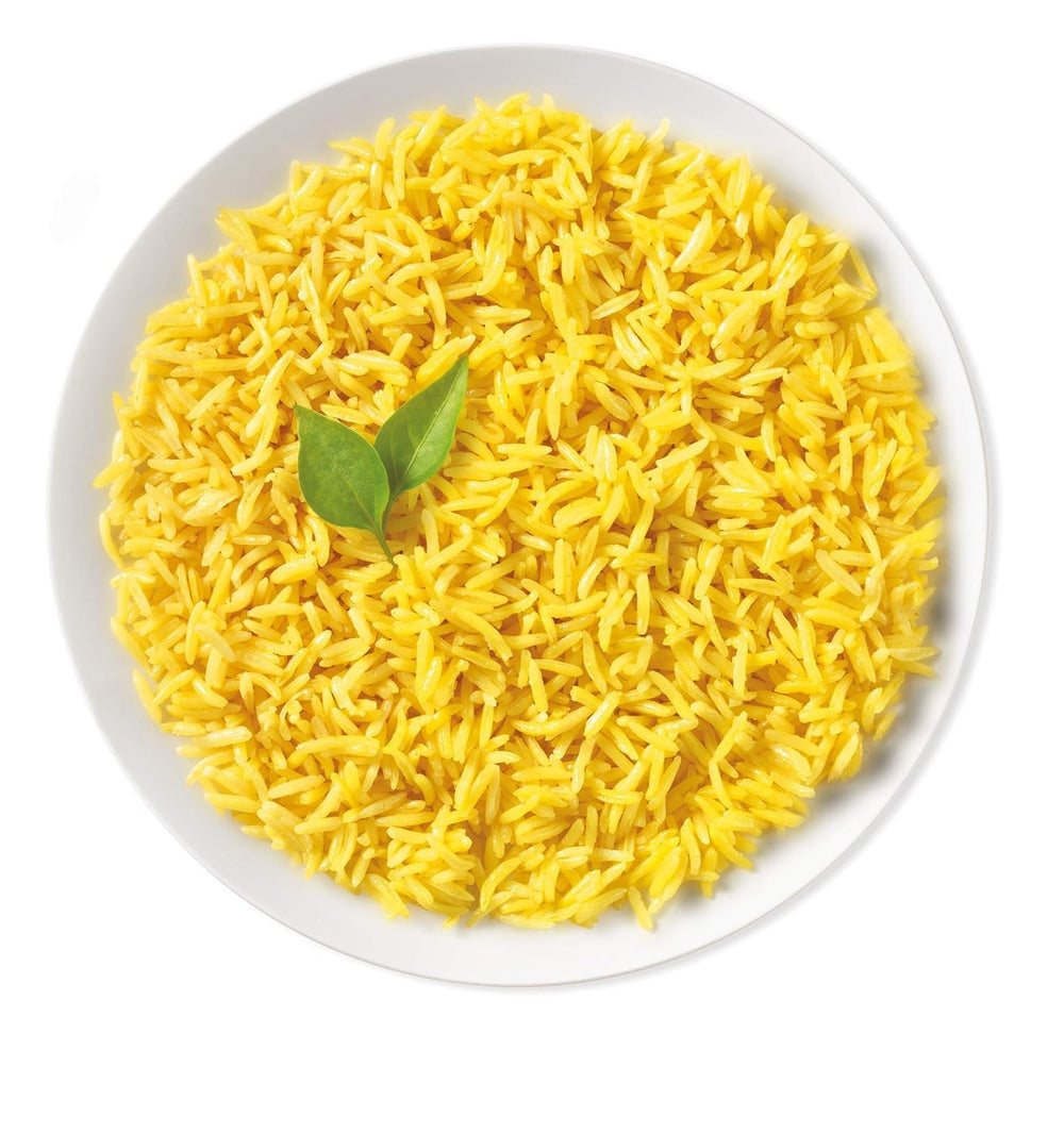 Tasty Bite Organic Turmeric Rice ingredients label featuring organic basmati and ghee.