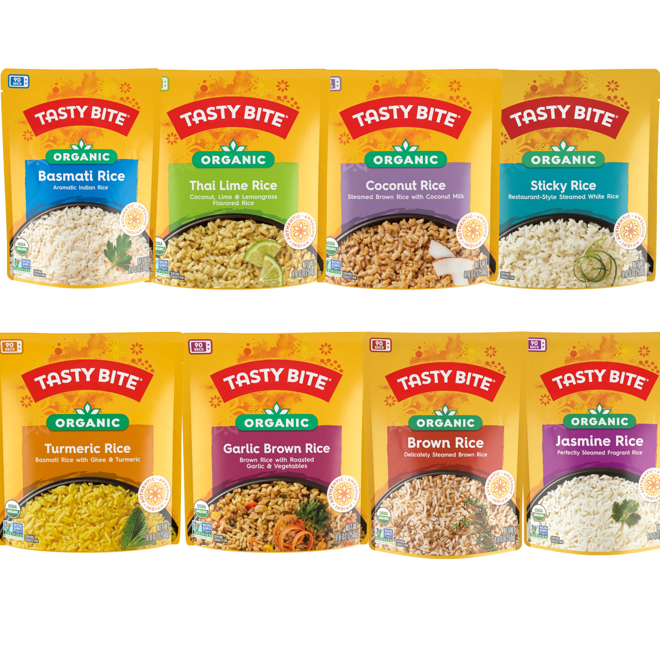 Tasty Bite rice variety pack basmati — fluffy long-grain texture ideal with curries.