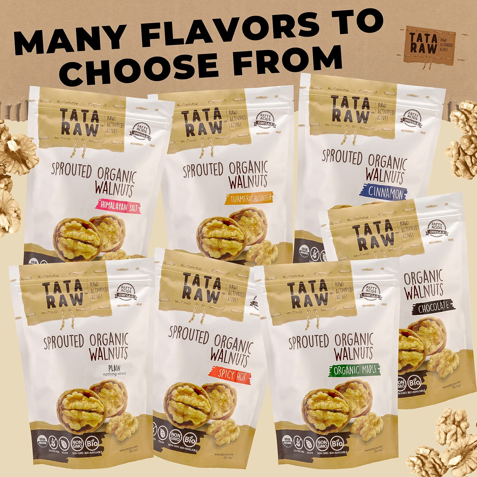 TATA RAW Sprouted Walnuts kitchen usage idea for meals and recipes