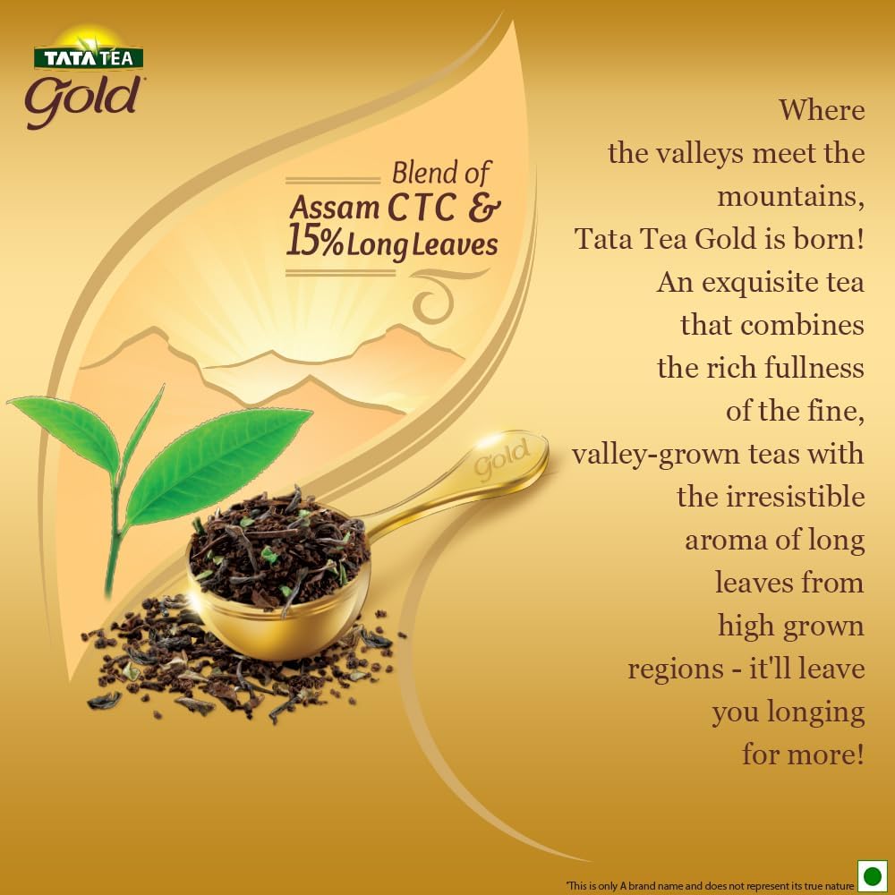 Tata Tea Gold 1000g brewed steaming cup with aroma.