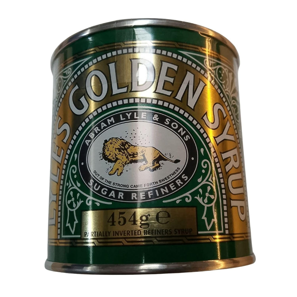 Lyle's Golden Syrup tin front view for rich baking sweetness.