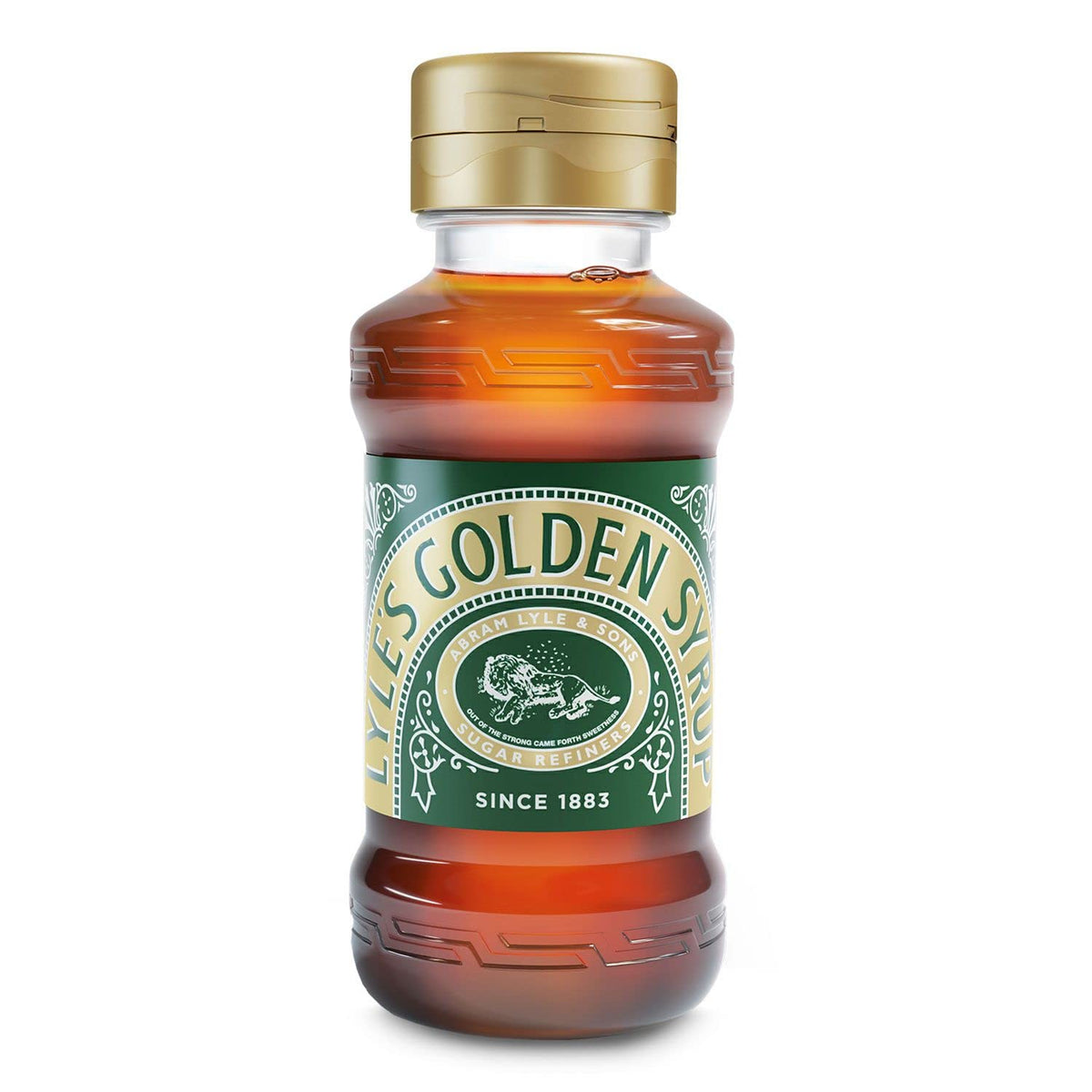 Tate & Lyle Lyle's Golden Syrup two-pack bottles on the kitchen shelf.