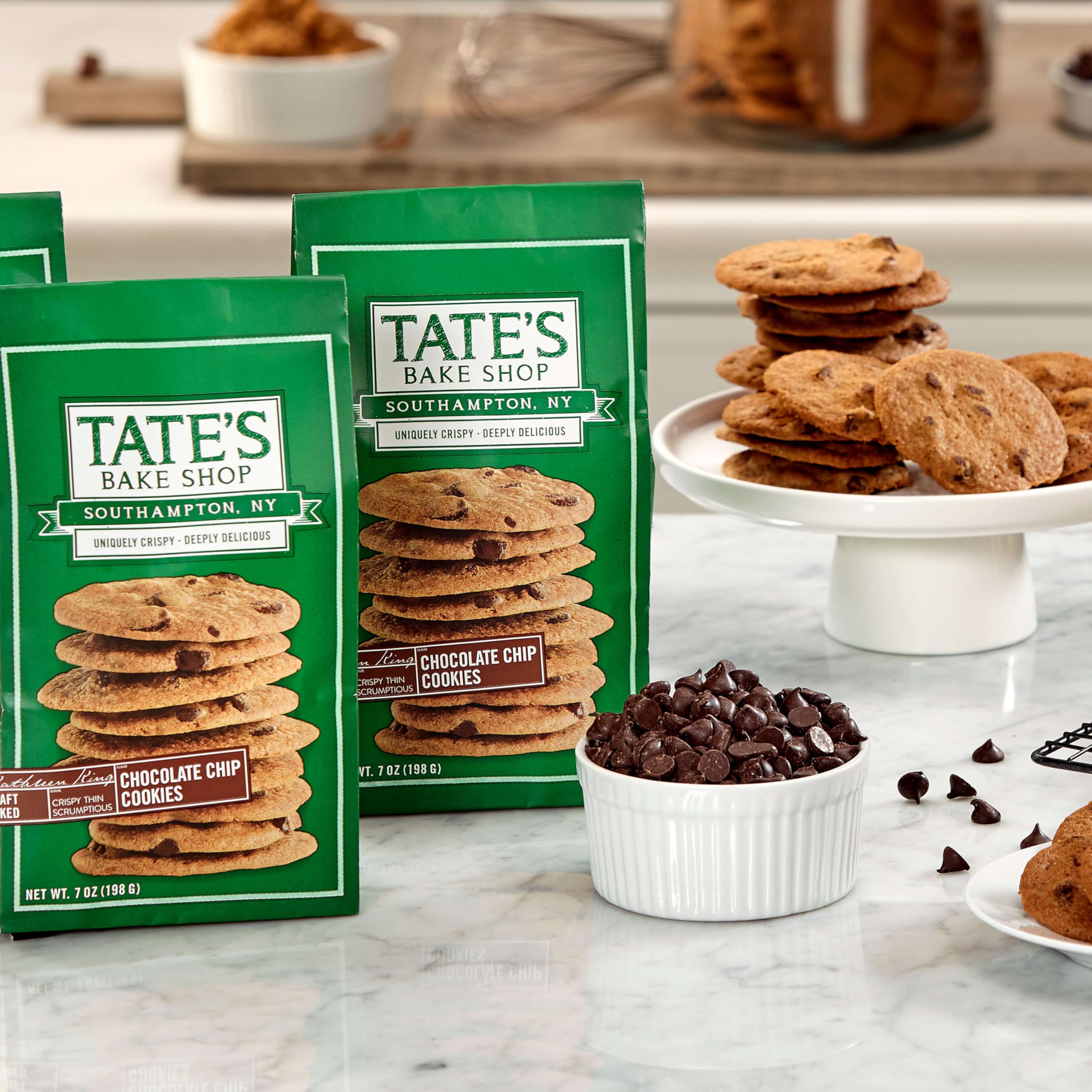 Tate's Bake Shop chocolate chip cookies crumble into desserts for tasty texture.