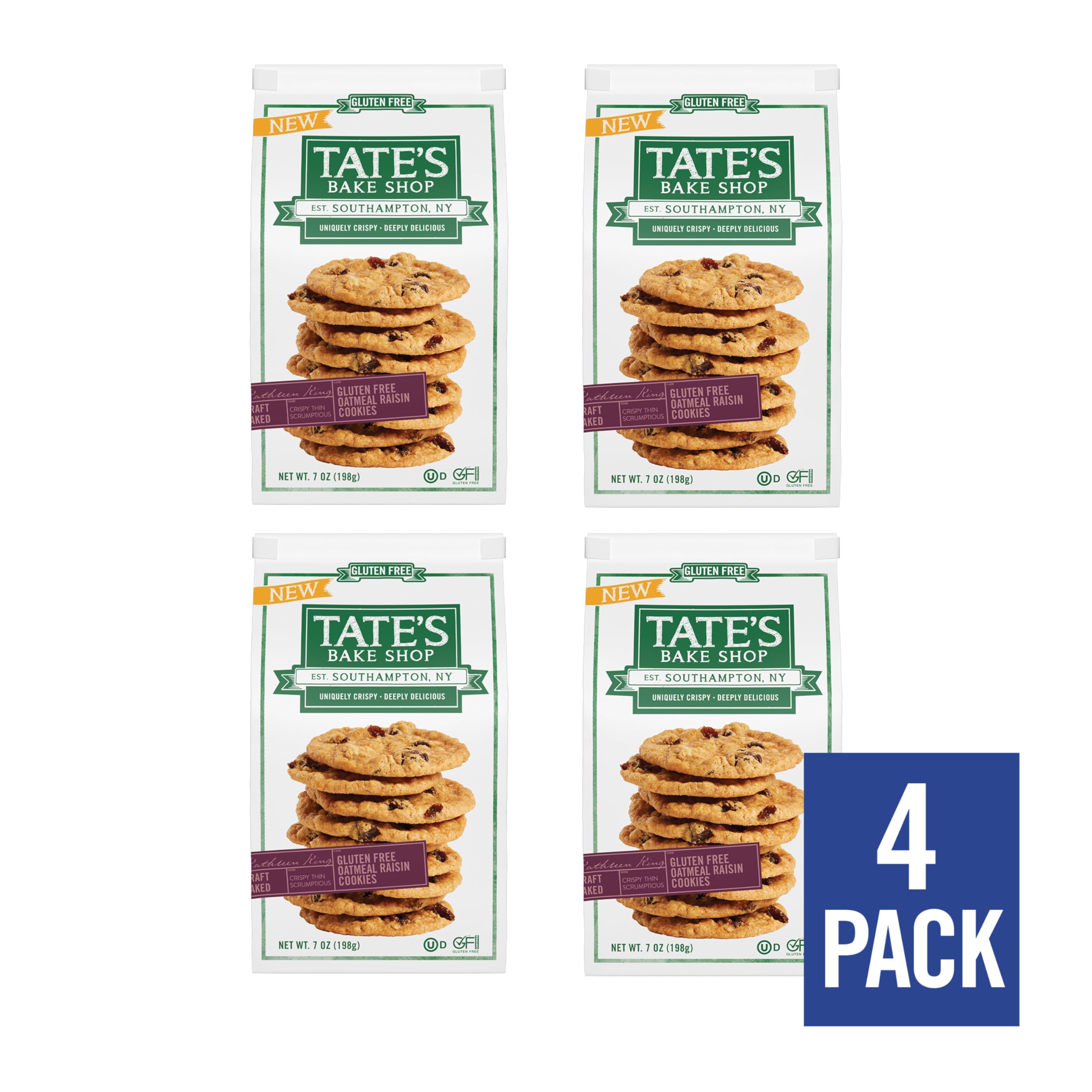 Tate's Bake Shop gluten free oatmeal raisin cookies tin pack ready for gifting