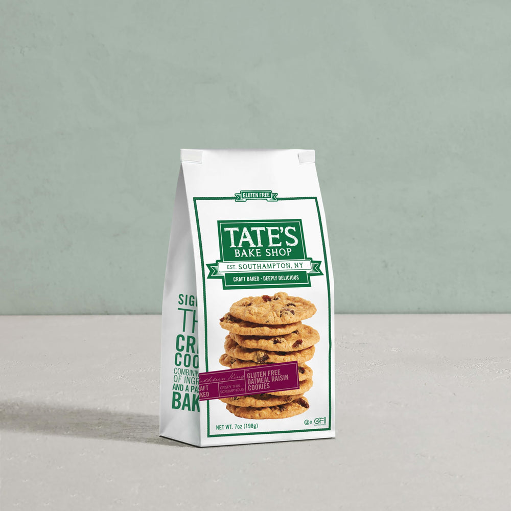 Wine pairing moment with Tate's gluten free oatmeal raisin cookies