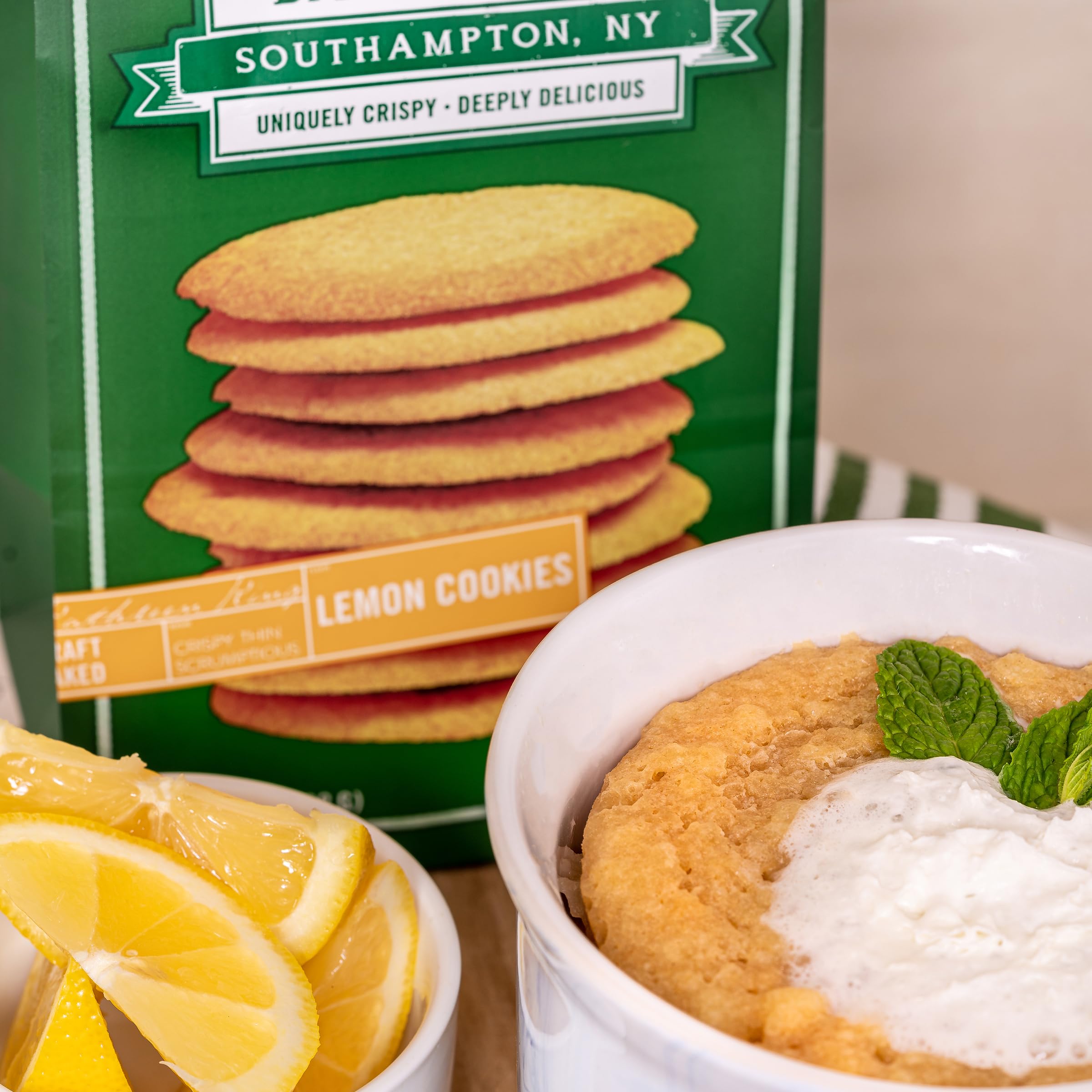 Gift-ready Tate's Lemon Cookies with festive presentation