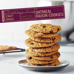 Close-up of cinnamon and plump raisins in Tate's Oatmeal Raisin Cookies