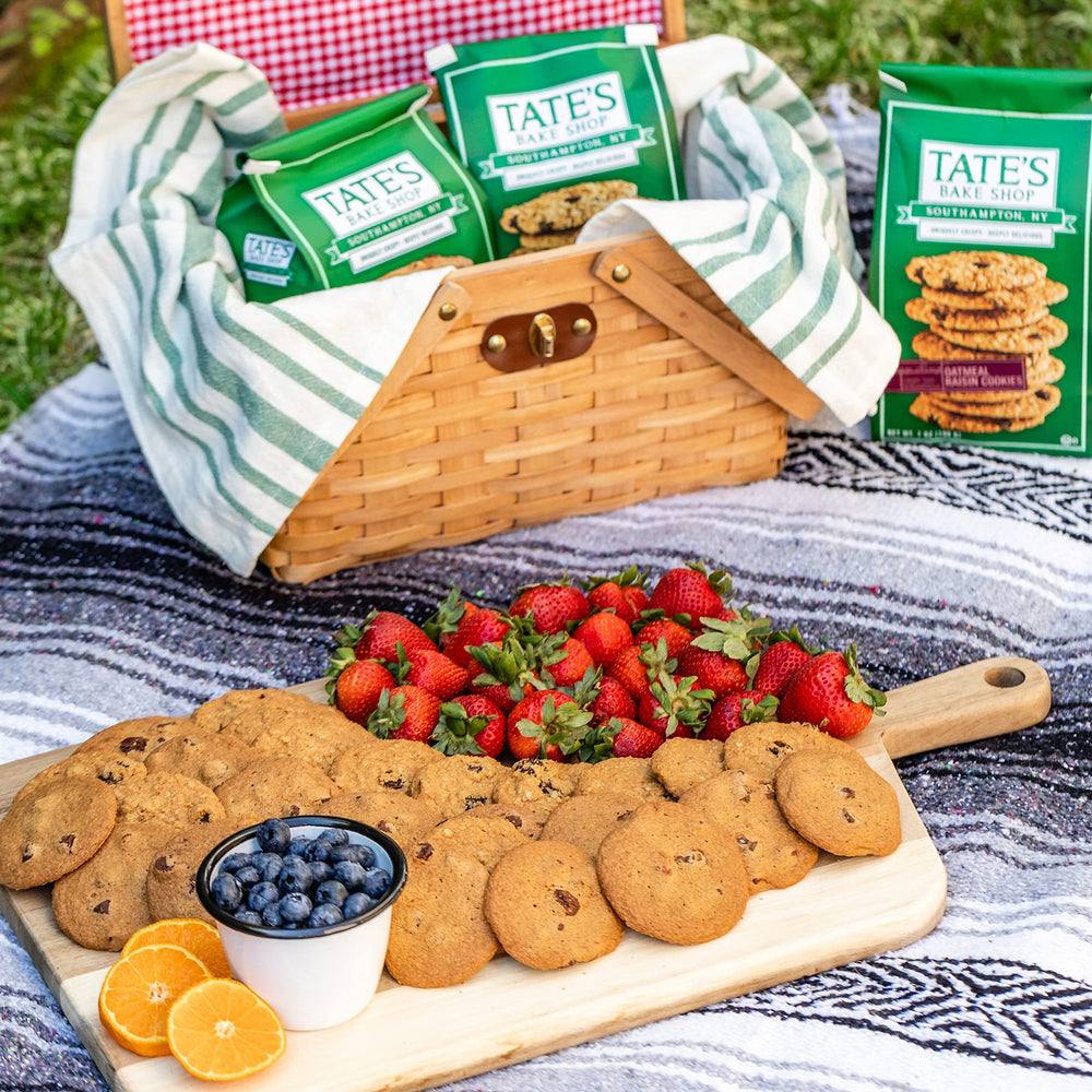 Serving on a plate with Tate's Oatmeal Raisin Cookies ready for sharing