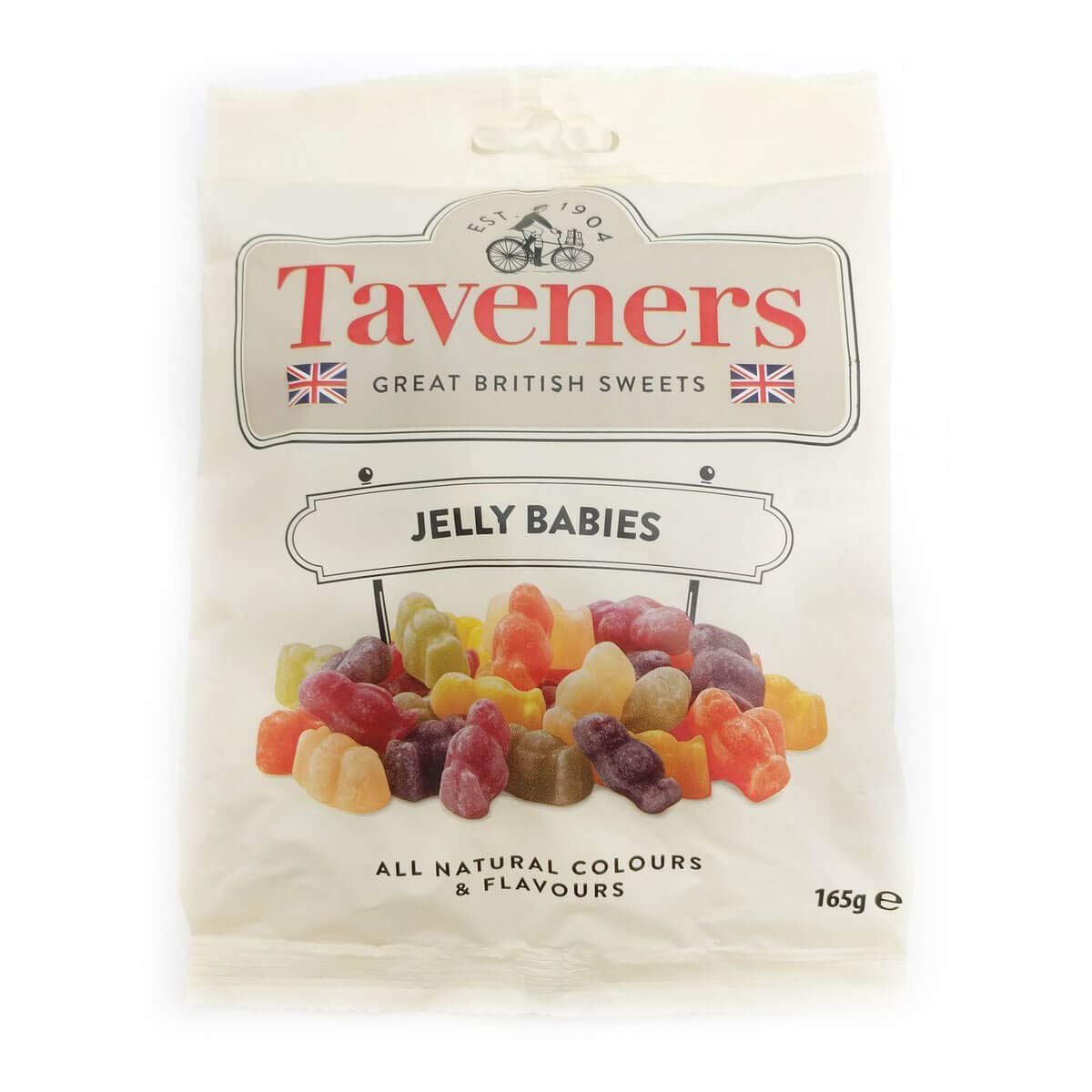 Taveners Jelly Babies colorful assortment with soft texture, ideal for gifting or tea-time moments.