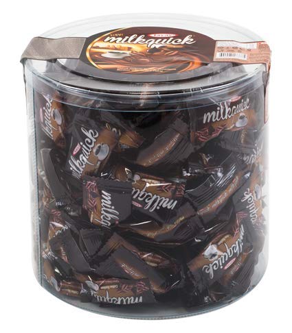Tayas Milkquick coffee hard candy bucket ready for a quick coffee-flavored break